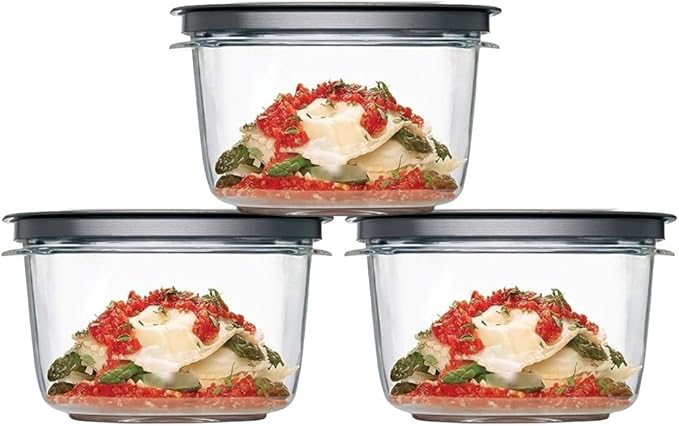 Rubber Maid Premier, 7 Cup Premier Flex & Seal Food Storage Set, 3 Tritan Containers, 3 Grey Flex and Seal Lids, 6 Piece Bundle Set Bundle