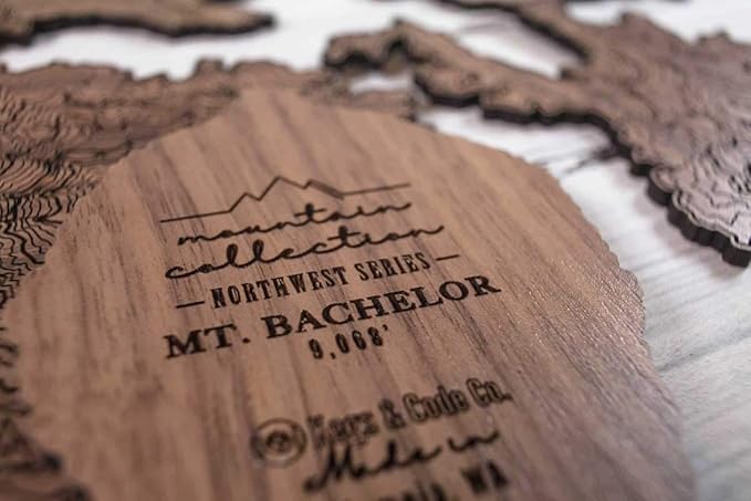 Pacific Northwest Wooden Coasters | Mt. Rainier, Mt. Hood, Mt. Baker, Mt. Bachelor and Mt. St. Helens | Coasters Made Using Real Walnut Wood in the USA [coasters]