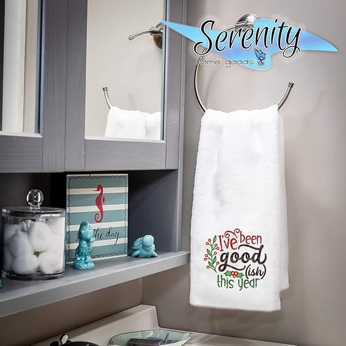 Christmas Decor | Decorative Kitchen and Bath Hand Towels | It's Beginning To Cost A Lot | XMAS Winter Novelty | White Towel Home Holiday Decorations | Gift Present (I've Been Goodish)