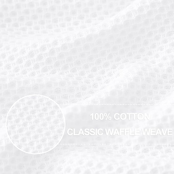 Homaxy 100% Cotton Waffle Weave Kitchen Dish Towels, Ultra Soft Absorbent Quick Drying Cleaning Towel, 13 x 28 Inches, 4-Pack, White