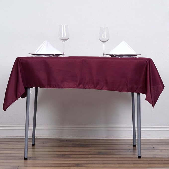 Efavormart 54x54 Burgundy Wholesale Linens Seamless Polyester Square Linen Tablecloth for Wedding Banquet Party Restaurant