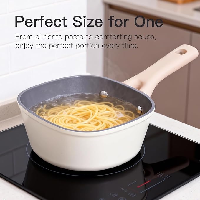1.5QT Saucepan with Lid, Nonstick Ceramic Coating, PFAS & PFOA-Free, Induction Compatible, Dishwasher Safe, Stay-Cool Handles, Durable Scratch-Resistant Design