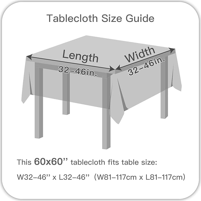 maxmill Square Table Cloth Swirl Design Water Proof Wrinkle Free Heavy Weight Soft Tablecloth Decorative Fabric Table Cover for Outdoor and Indoor Use Square 60 x 60 Inch Charcoal