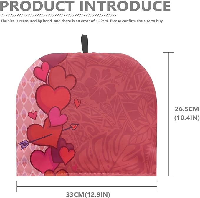 Tea Cozy for Teapots with Handle - Valentine's Day Heart and Tropical Print Dust Insulated Cover, Hanging Fold-Up Design, Suitable for Kitchen and Living Room Table Decoration