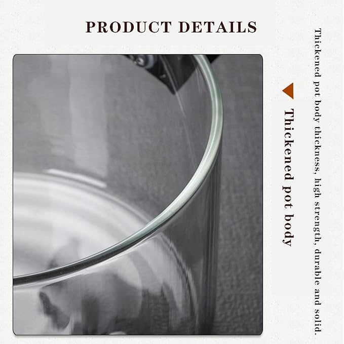 Glass Simmer Pot 3.5L Pots for Cooking with Cover and Wooden Handle Glass Cookware for Stovetop Safe for Pasta Noodle Soup Milk Baby Food(118 oz)