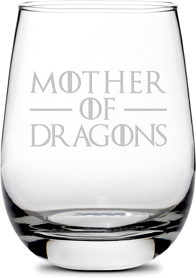 Integrity Bottles, GOT, MOD, Stemless Wine Glass, Handmade, Handblown, Hand Etched Gifts, Sand Carved, 16oz