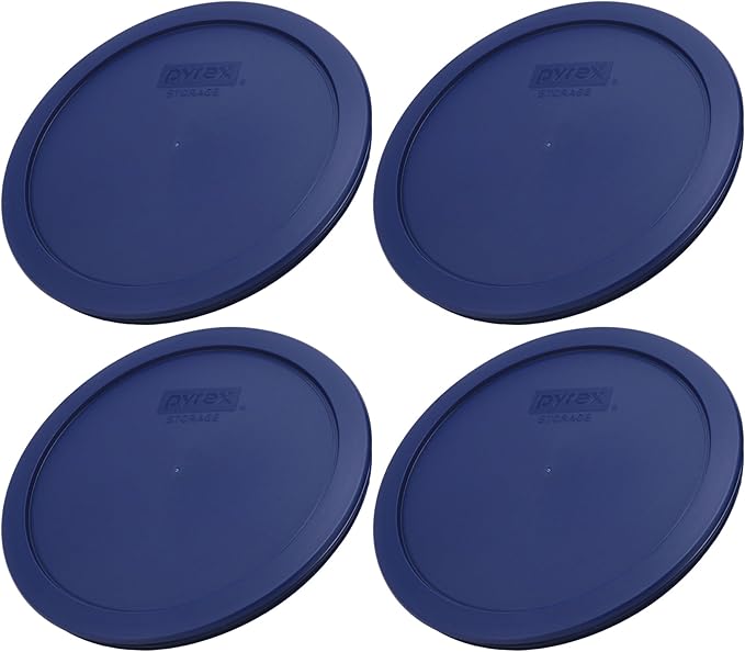 Pyrex 7402-PC 6/7-Cup Blue Replacement Lid for 7402 Sculpted Mixing Bowl & 7203 Bowl (4-Pack) - Made in the USA