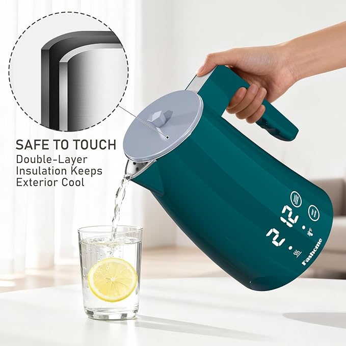 Electric Kettle with Temperature Control, 5 Preset Temps, 2H Keep Warm -1200W Quiet Water Boiler,Electric Tea Kettle with BPA-Free, Digital Cool-Touch, Rotating Base for Home,Office, Kids(Green)