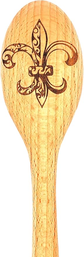 Fleur de Lis or Roux the Day or Peace Love & Gumbo Wooden Cooking Spoon, Choice of Engraved Wooden Spoons, Cajun Roux Spoons, New Orleans Louisiana Cooking Stocking Stuffer