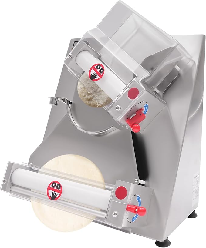 Pizza Dough Roller Sheeter, 4-12" Commercial Electric Automatic Pizza Press Making Rolling Machine Stainless Steel Adjustable Thickness Dough Machine for Noodle Pizza Bread Pasta Maker