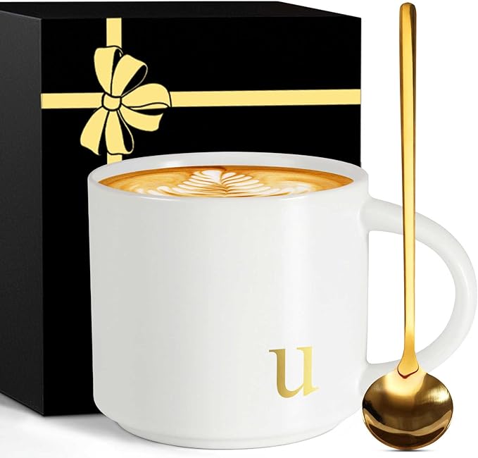 Monogrammed Ceramic Large Coffee Mug Tea Cup Mom Dad Gifts after Giving Birth First Time Nicu Grandma Papa Grand Parents Fertility Congratulation Cool Funny Cute Unique Present,U
