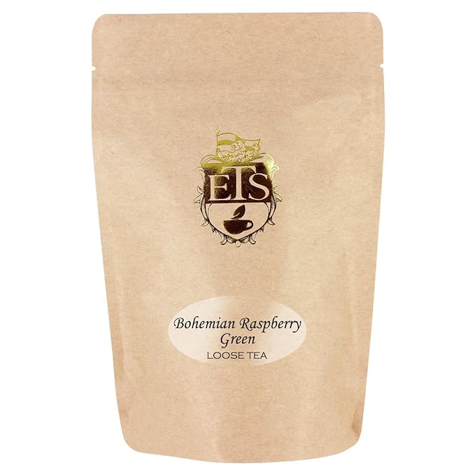 Bohemian Raspberry Tea Pouches - 4oz | Loose Leaf Green Tea Pouch | Sencha Style with Natural Raspberry Flavor | Fragrant Soothing Blend |Refreshing Herbal Infusion