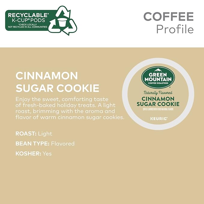 Green Mountain Coffee Roasters Cinnamon Sugar Cookie Coffee, Keurig Single Serve K-Cup Pods, 72 Count