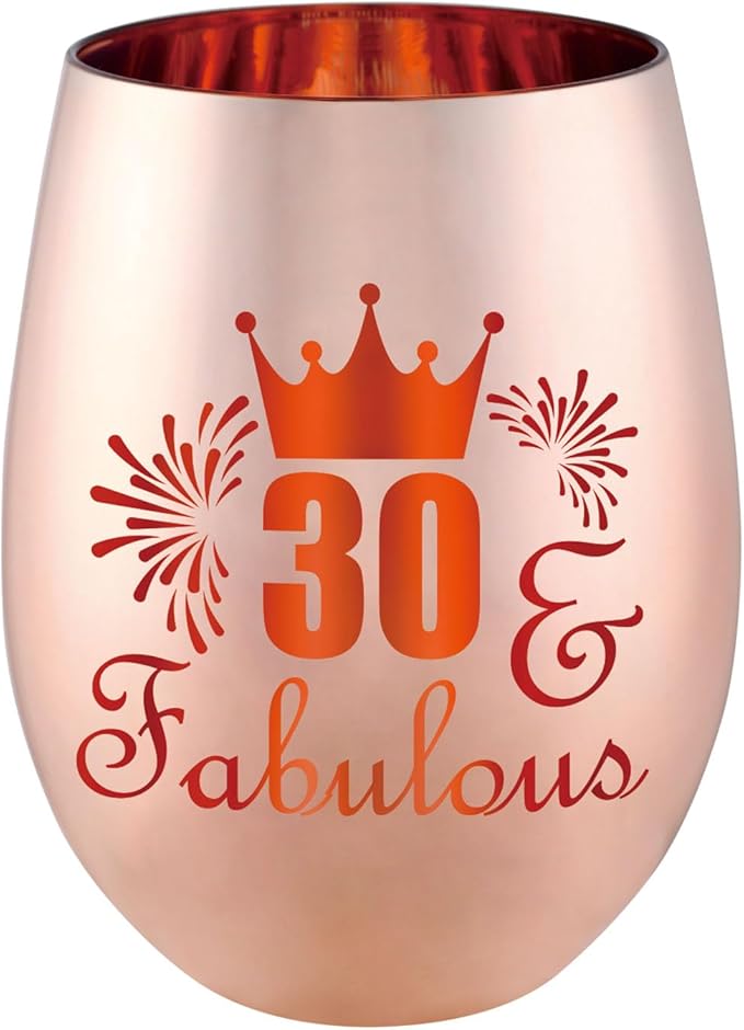 30 and Fabulous Wine Glass Gift - 30th Birthday Gifts for Her - Gifts for 30 Year Old Woman- 30th Birthday Decorations