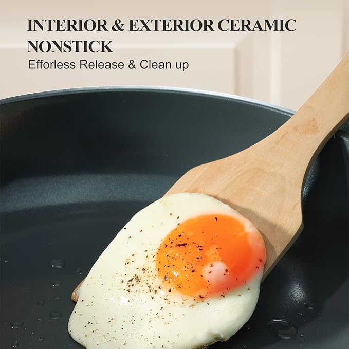 PRICUSIS Nonstick Ceramic Frying Pan, 8/10/12 Inch Non Toxic Skillet, Egg & Omelet & Chef's Pan, Induction Compatible & Oven Safe, Dishwasher Safe,PTFE PFAS & PFOA Free (12 Inch, Gray)