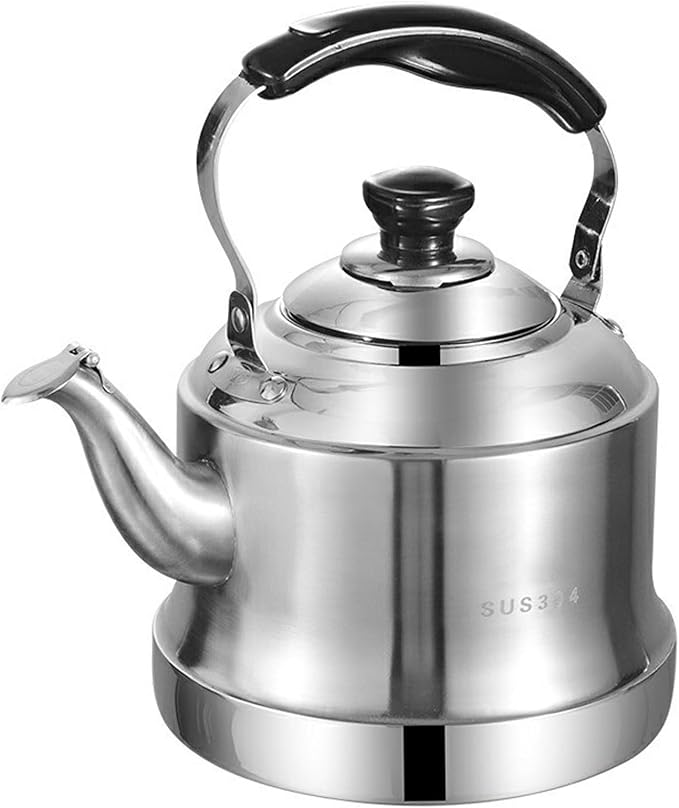 Tea kettle, 4.2 Quart Food Grade 304 Stainless Steel Tea Kettle for Stove top Whistling Teapot with Cool Touch Ergonomic Handle, Suitable for All Heat Sources(4L)