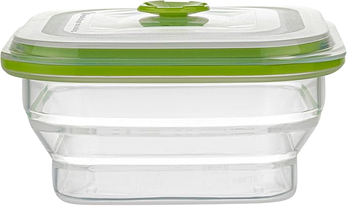Restaurantware-Fresh Hero 16 Ounce Storage Containers, 1 Durable Airtight Food Containers - Microwavable, Freezable, Green Silicone, Collapsible, Dishwashable, With Vented Lids