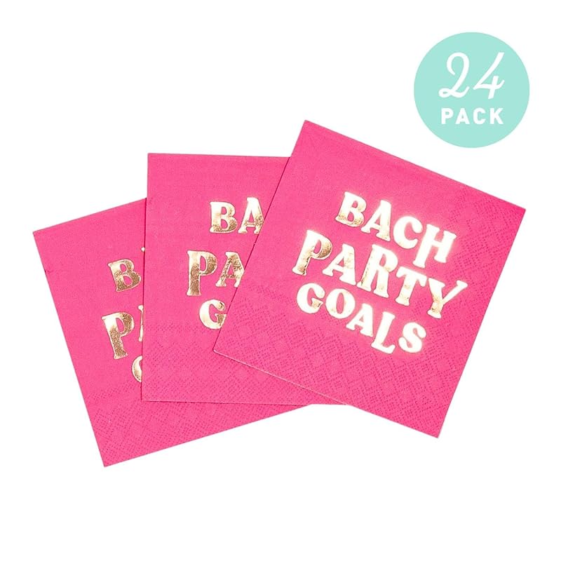 Stag & Hen Bachelorette Party Napkins | 24 Pack, 3-Ply Disposable Beverage Napkins | Bach Party Goals Funny Tableware, Party Decor | Bridal Shower Gift, Engagement Party Favors, Ideas