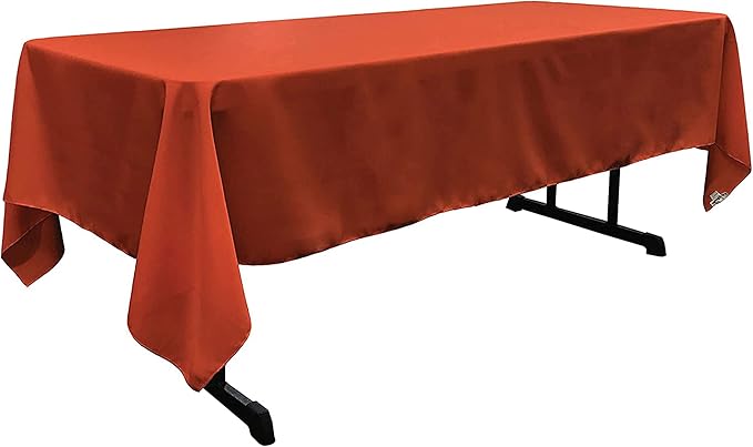 LA Linen Polyester Poplin Washable Rectangular Tablecloth, Stain and Wrinkle Resistant Table Cover 60x120, Fabric Table Cloth for Dinning, Kitchen, Party, Holiday 60 by 120-Inch, Rust