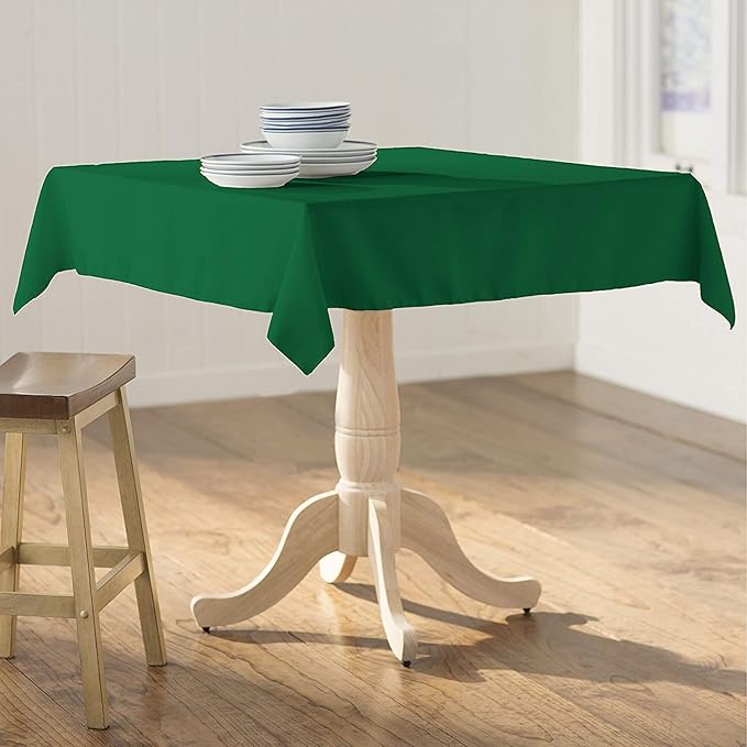 LA Linen Polyester Poplin Washable Square Tablecloth, Stain and Wrinkle Resistant Table Cover 58x58, Fabric Table Cloth for Dinning, Kitchen, Party, Holiday 58 by 58-Inch, Emerald Green