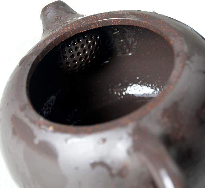 Chinese Clay Teapot 6.7Oz Handmade Xishi Zisha Tea Pot Black Gold Sand Spherical Filter Kungfu Tea Set