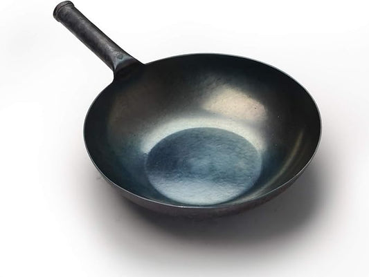 臻三环 ZhenSanHuan HandHammered Iron Wok Flat Bottom Induction Suitable (32CM Iron Handle)