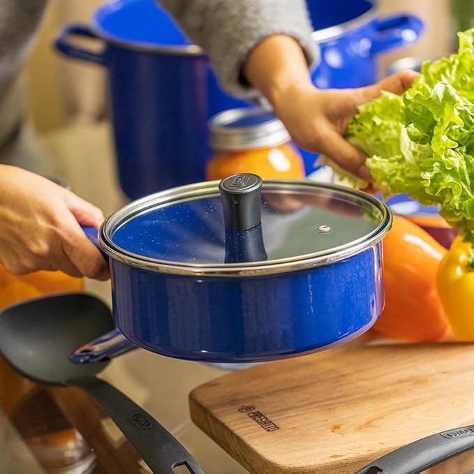 Cinsa 11-Piece Cookware Set, Enamel on Steel, Compatible with Gas, Induction & Electric Stoves
