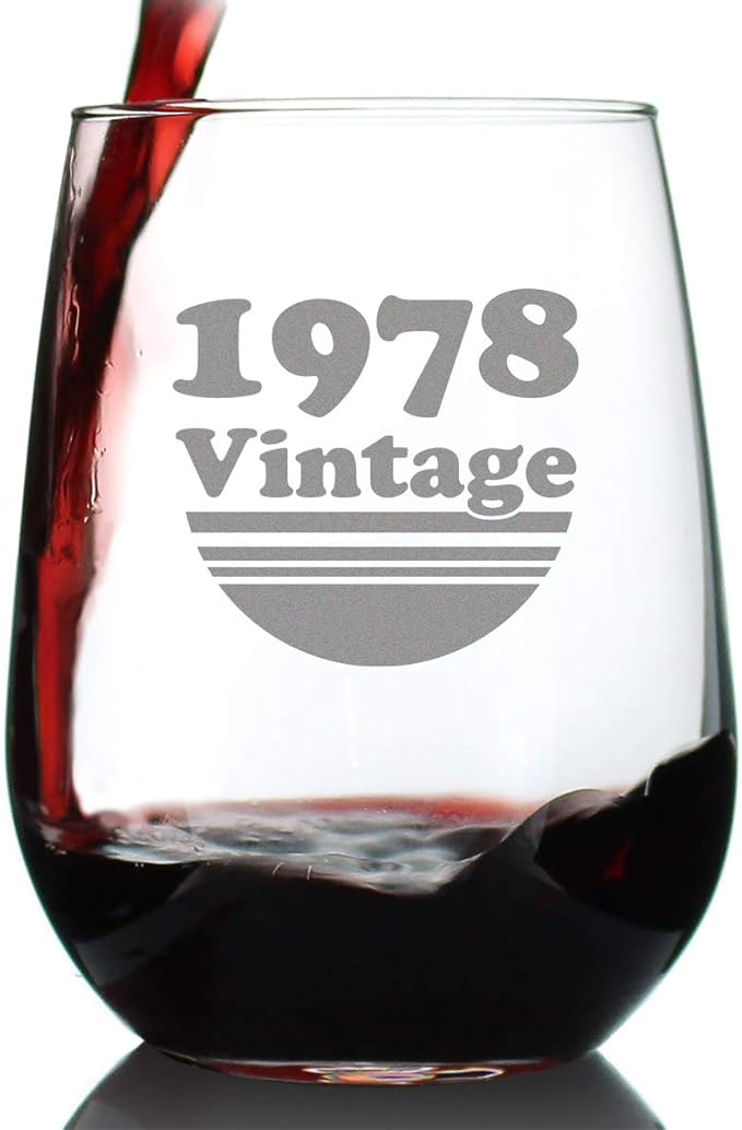 Bevvee Vintage 1978 Stemless Wine Glass - 48th Birthday Gifts for Women & Men Turning 48 - Bday Party Decor - Large 17 oz
