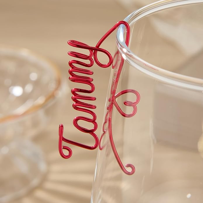 Personalized Wine Glass Charms – Custom Copper Name Markers for Drinks, Bachelorette Party Favors for Guests, Bridesmaid Gifts, Wedding, and Party Favors with Gifts Pouch