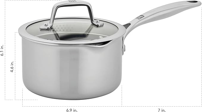 ZWILLING Energy Plus 2-qt Stainless Steel Ceramic Nonstick Tall Saucepan