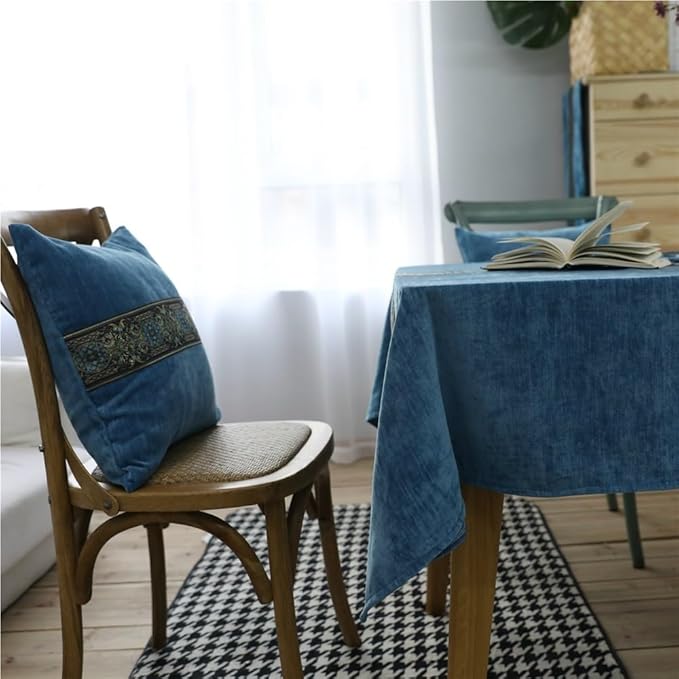 Rectangular Tablecloth Classic Tablecloth Tea Blue Double-Sided Velvet Thickened Rectangular Tablecloth Suitable for Restaurant Camping(130 * 180cm)