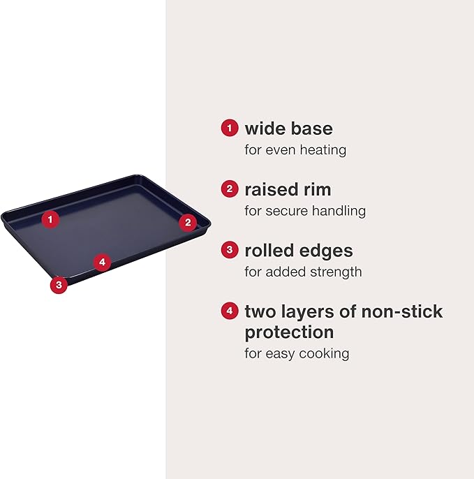 Zyliss E980191 Non-Stick Baking Tray | Carbon Steel | Dark Blue | Baking Tin/Bakeware/Roasting | Dishwasher Safe | 5 Year Guarantee