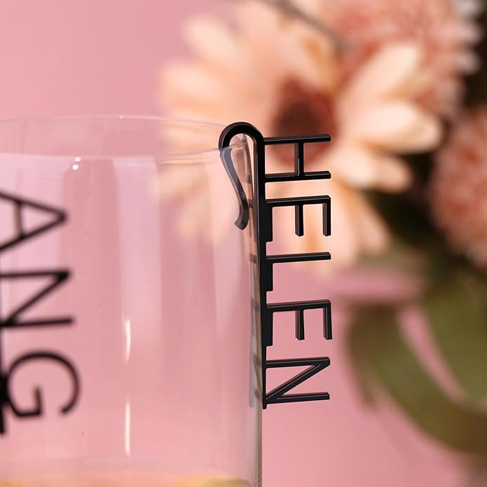 Wedding Custom Wine Charms,Custom Drink Tags,14 Colors Acrylic Personalized Initial Drink Toppers,Drink Name Tags for Partys,Birthdays,Bachelorettes,Bridal or Baby Showers,Corporate Event