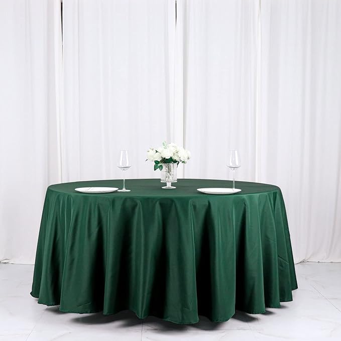 Efavormart.com Efavormart 120'' Hunter Emerald Green Polyester Round Tablecloth