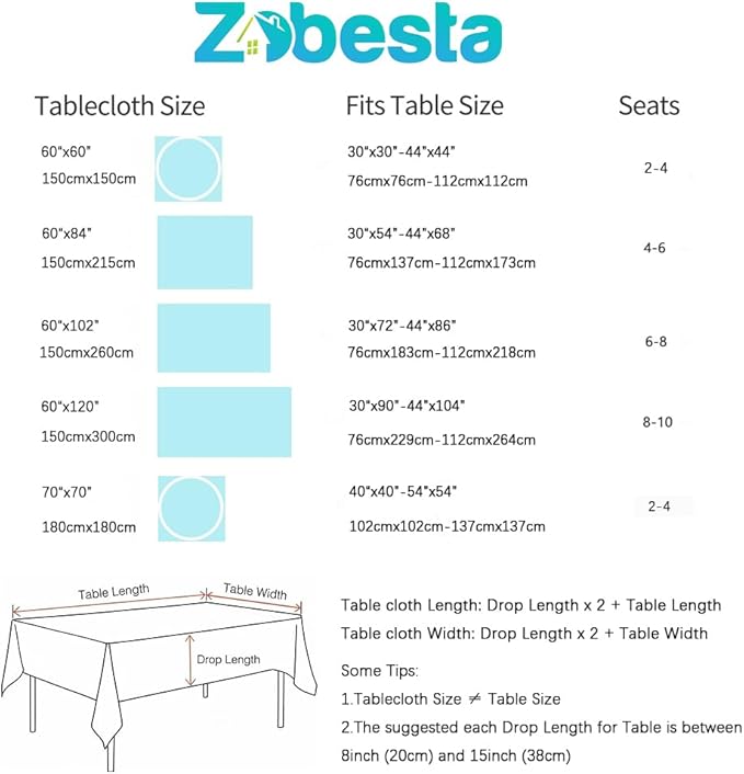 Zobesta Blue Table Cloth Rectangle Table 60 x 120 Inch, Cotton Blue Linen Gingham Tablecloth Rectangle, Heavy Weight Washable Boho Tablecloth for Outdoor, Party, Holiday, Picnic, Dining