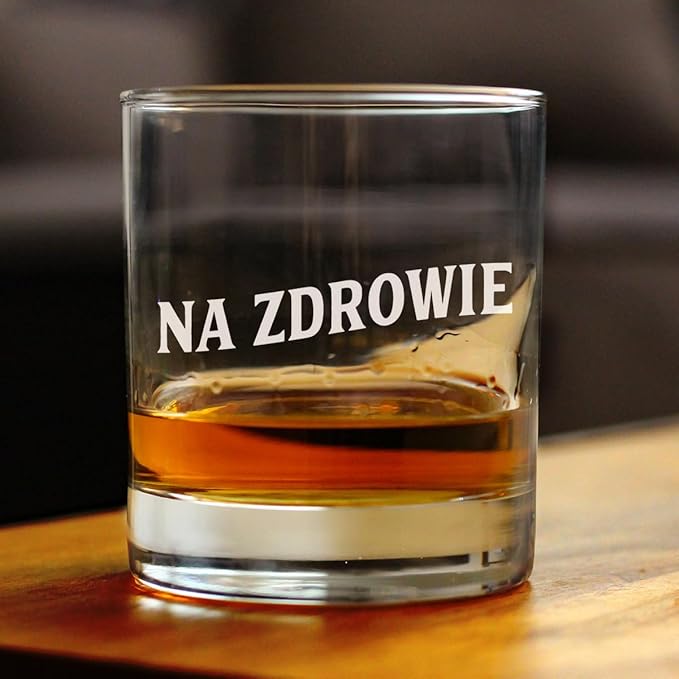 Custom Na Zdrowie - Polish Cheers - Personalized Whiskey Rocks Glass - Fun Poland Themed Gifts or Party Decor for Women and Men - 10.25 Oz