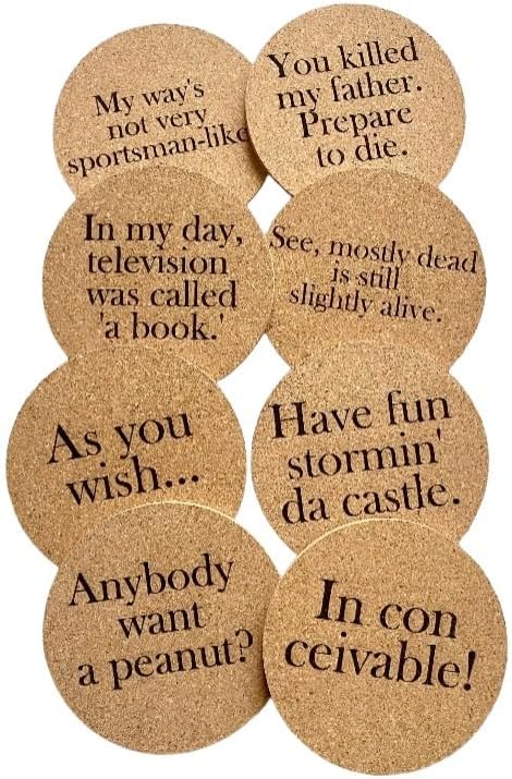 Set of Eight Princess Bride Quote Cork Coasters