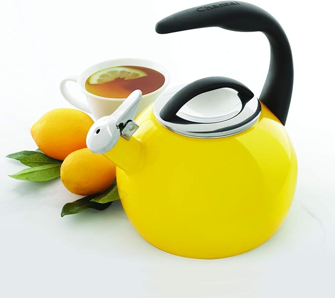Chantal Anniversary Tea kettle, 2 Quart, Enamel Carbon steel, Whistling, Canary Yellow