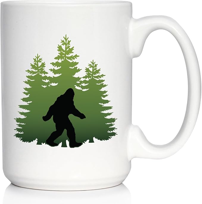 Bevvee Bigfoot Coffee Mug - Funny Bigfoot Gifts for Sasquatch Enthusiasts - Large 15oz White Ceramic Mug