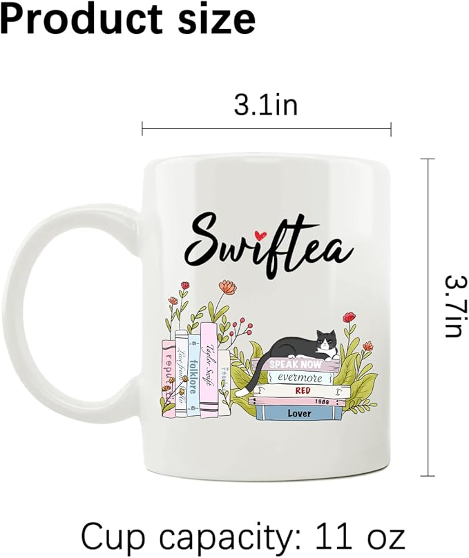 Funny Coffee Swiftea Album Coffee Mug Gift for Singer Fans Womens Girls 11oz White Double Sided Mug