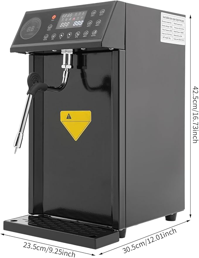 Commercial Milk Frother, 1300W 8L Steam Milk Foam Machine, Full-Automatic Steam Boiling Water Frothing Machine with 24H Timing Function for Tea Coffee Dessert Milk