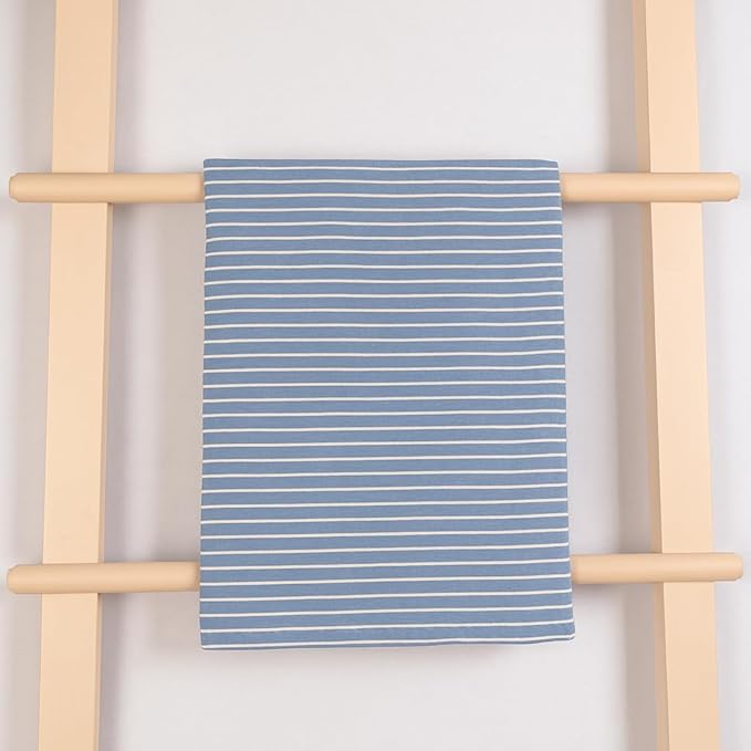 MONDAY MOOSE Striped Farmhouse Picnic Style Decoration Rectangle Natural Stonewashed Cotton Tablecloth for Kitchen, Dining Room, Restaurant (60x102 inch, Blue/White Stripes)
