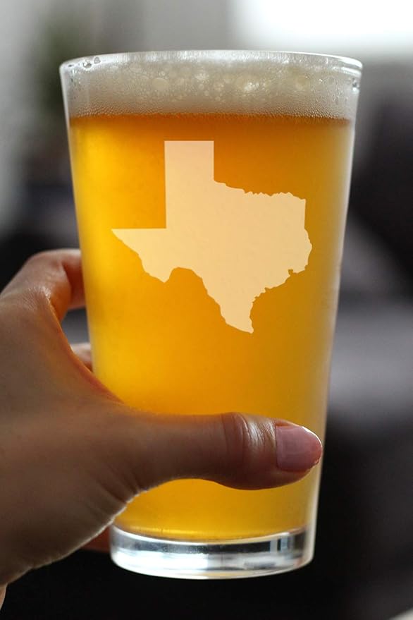 Bevvee Texas State Outline - Pint Glasses - Set of 4 - State Themed Drinking Decor and Gifts for Texans - 16 Ounce