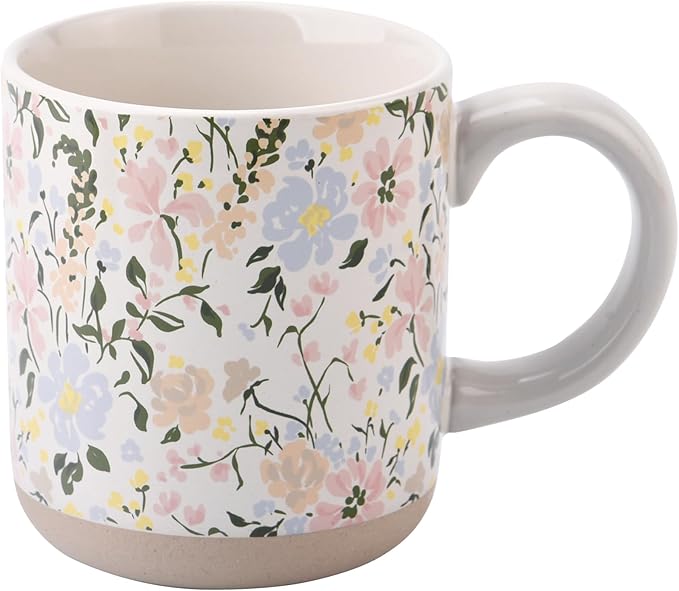 Sweet Water Decor Floral Stoneware Coffee Mugs - 14oz Cute Coffee Cups for Hot & Cold Drinks - Dishwasher & Microwave Safe - Spring Home Decor and Gift - Ideal Tea & Espresso Mugs