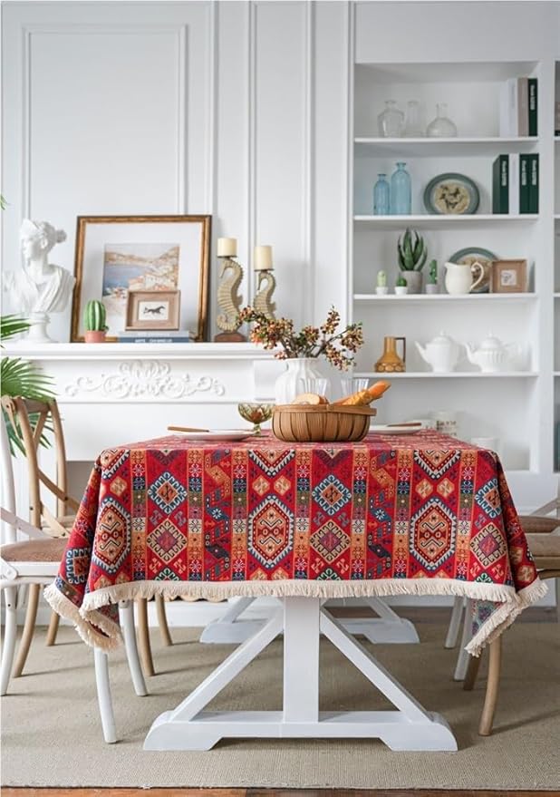 Rectangular Tablecloth Cherry Jacquard Tablecloth Thick Tablecloth Suitable for Restaurant Camping(Style8,60 * 60cm)