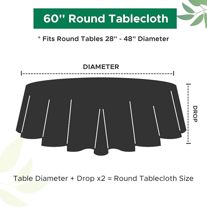 Biscaynebay Round Christmas Tablecloths 60" for Round Tables diameters from 28" to 48", Burgundy Fabric Water Resistant Folding Table Covers Washable for Dining, Kitchen, Wedding, Parties