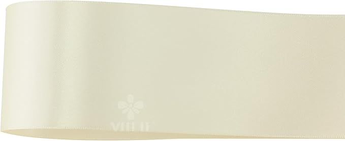 MEEDEE 2 Inch Ivory Satin Ribbon Lux Double Faced Ribbon by 25 Yards Ivory Silk Ribbons Beige Satin Ribbons for Gift Wrapping, Weddings, Flower Bouquet, Holiday Decorating