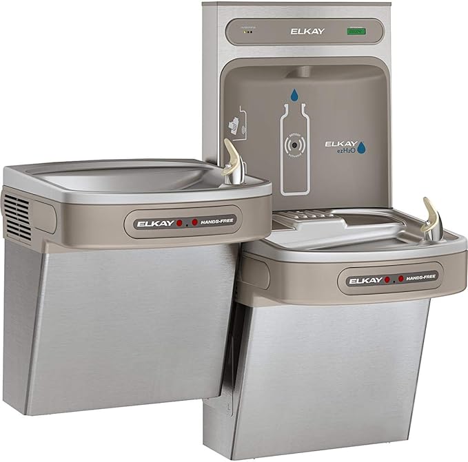 Elkay EZH2O Bottle Filling Station with Bi-Level ADA Cooler Dual Hands Free Activation Refrigerated Stainless