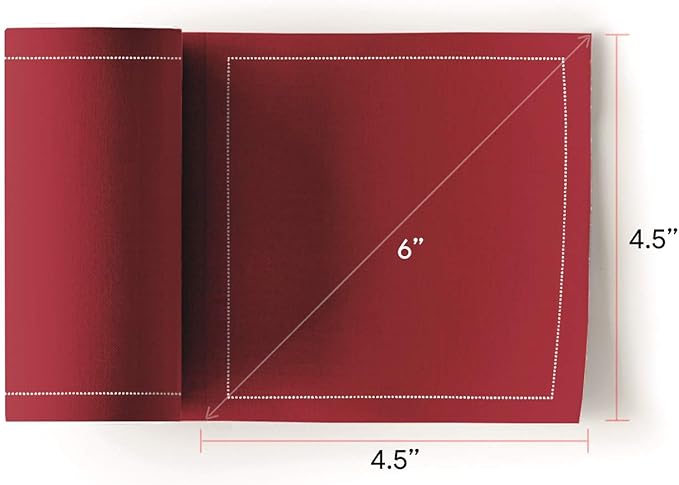 MY DRAP Cocktail Napkins, Reusable Cotton Napkins Roll 4.5 x 4.5 in (100 Napkins, Lipstick Red)