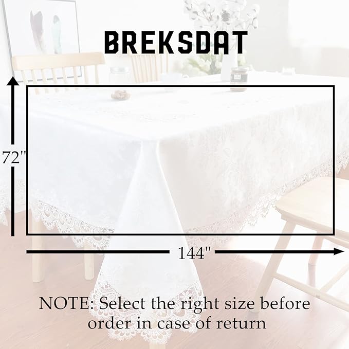 Tablecloths for Rectangle Tables Lace Elegant Decor for Dinning Home Holiday Party Kitchen Easter Christmas Wedding Farmhouse Outdoor Washable Table Linen (H17191-white-1, 72 * 144)